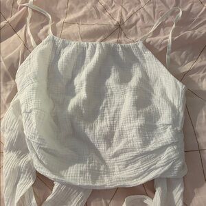VSLBL STUDIO COLLECTION White Textured Sleeveless Top ties in back